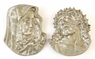 Mária és Jézus alumínium fali plasztika, 15×12 cm