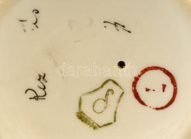 Drasche halacska a csigaháznál, kézzel festett, apró kopásnyomokkal, jelzett, m:14,5 cm