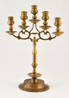 Bronz ötágú gyertyatartó, m: 40 cm