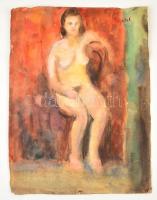 Czóbel jelzéssel: Ülő női akt. Akvarell, papír, 39×29 cm
