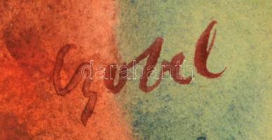 Czóbel jelzéssel: Ülő női akt. Akvarell, papír, 39×29 cm