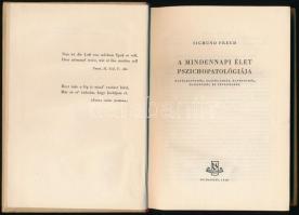 Sigmund Freud: A mindennapi élet pszichopatológiája. Bp.,1958, Bibliotheca. Kiadói félvászon-kötésbe...