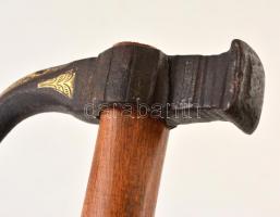 Juhászbot, modern fa nyéllel, fém részén repedéssel, h:  100 cm