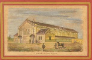 Nemzeti Lovarda Pesten, színezett metszet, üvegezett keretben, 10×15 cm