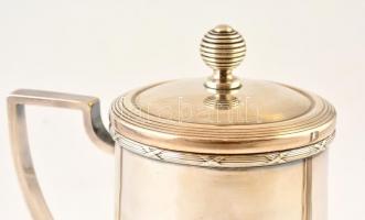 Ezüstözött alpakka teáskanna, jelzett, a fedél fogója kicsit laza, m: 16 cm