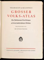 1936 Velhagen & Klasing Grosser Volks-Atlas. Herausgegeben von Dr. Konrad Frenzel, gerincnél sér...