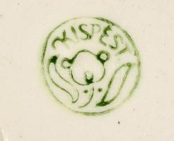 Kispesti porcelán váza, kézzel festett, jelzett, repedéssel, alján lepattanással, m: 18 cm