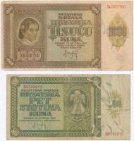Független Horvát Állam 1941. 500K + 1000K T:III Independent State of Croatia 1941. 500 Kuna + 1000 Kuna C:F
