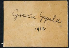1912 Grexa Gyula (1891-1977) irodalom- és művelődéstörténész fotója, hátulján az aláírásával, 3,5×3 ...