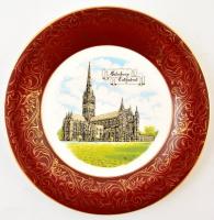 Salisbury Cathedral porcelán dísztányér, matricás, jelzett, d: 20,5 cm