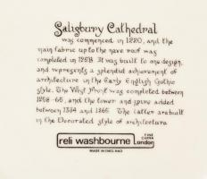 Salisbury Cathedral porcelán dísztányér, matricás, jelzett, d: 20,5 cm