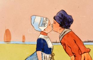 Art deco tortatál, fajansz belsővel, fém peremmel, kopásnyomokkal, d: 35 cm