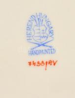 Herendi Apponyi mintás áttört kosár, kézzel festett, jelzett, apró kopásnyomokkal, 27×21 cm, m: 11,5...