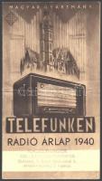 1940 Telefunken rádió árlap, sok képpel