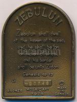 Kanada 1974. Zebulun kétoldalas Br plakett sorszámmal T:1- kis ph. Canada 1974. Zebulun two sided Br plaque with serial number C:AU small edge error