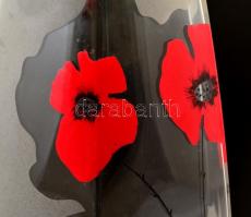 Pipacsmintás üveg váza, kopásnyomokkal, m: 30 cm