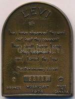 Kanada 1974. Levi kétoldalas Br plakett sorszámmal T:1-  Canada 1974. Levi two sided Br plaque with serial number C:AU