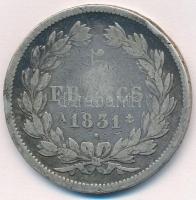Franciaország 1831A 5Fr Ag "Lajos Fülöp" T:3 ph.
France 1831A 5 Francs "Louis Philip...