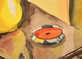 Rác András (1926-2013): Kancsós csendélet. Akvarell, papír, jelzett, 30×21 cm