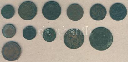 Ausztria/magyar verdejel 1762-1887. 1/4Kr (1x), 1Kr (8x) 4klf típus, 3Kr (2x) 2klf típus, 4Kr (1x) T:3,3/4 Összesen 12db!