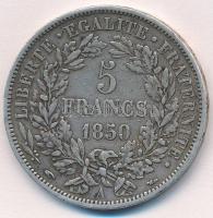 Franciaország 1850A 5Fr Ag T:3 ph. 
France 1850A 5 Francs Ag C:F edge error
Krause KM#761.1