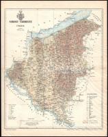1897 Somogy vármegye térképe, tervezete: Gönczy Pál, Kiadja: Posner és Fia, 30×24 cm