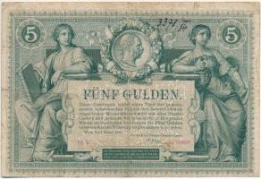 1881. 5Ft / 5G "Osztrák-Magyar Bank" piros "Id 51105405" sorszámmal T:III- kis f...