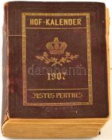 1907 Gotha, Gothaischer Genealogischer Hofkalender nebst diplomatich-statistischem Jahrbuche, vászonkötés, széteső állapotban, 1128p