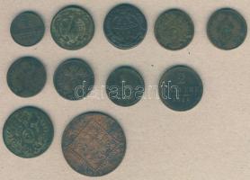 Ausztria 1760-1851. 1/2Kr (1x), 1Kr (7x) 3klf típus, 2Kr (2x) 2klf típus, 30Kr (1x) T:3,3/4 Összesen 11db!