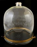 Csiszolt lámpabura, réz gyűrővel tartókkal, hibátlan, m: 34 cm, d: 29 cm