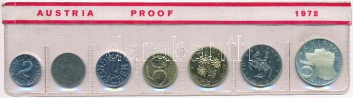 Ausztria 1972. 2gr-10Sch (7xklf) forgalmi sor lezárt fólia tokban T:1 (eredetileg PP) Austria 1972. 2 Groschen - 10 Schilling (7xdiff) coin set in foil packing C:UNC (originally PP)