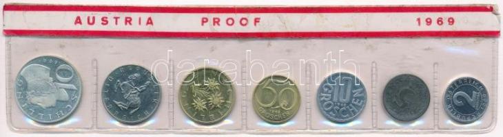 Ausztria 1969. 2gr-10Sch (7xklf) forgalmi sor lezárt fólia tokban T:1 (eredetileg PP) Austria 1969. 2 Groschen - 10 Schilling (7xdiff) coin set in foil packing C:UNC (originally PP)