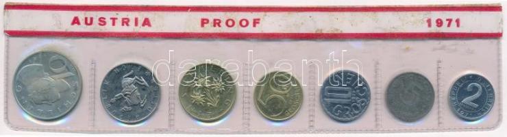 Ausztria 1971. 2gr-10Sch (7xklf) forgalmi sor lezárt fólia tokban T:1 (eredetileg PP) Austria 1971. 2 Groschen - 10 Schilling (7xdiff) coin set in foil packing C:UNC (originally PP)
