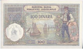 Jugoszlávia / Montenegró olasz megszállása  1929. 100D "I. Sándor" vízjel, felülbélyegzett...