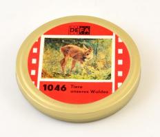 DEFA 1046 Tiere unseres Waldes dokumentumfilm-tekercs, fém dobozban