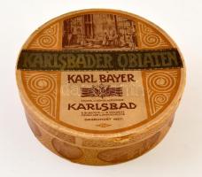 Karlsbader Oblaten kerek papírdoboz, sérülésekkel, d: 18 cm