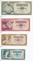 Jugoszlávia 1968. 5D + 10D + 1981. 500D + 1986. 100D T:I Yugoslavia 1968. 5 Dinara + 10 Dinara + 1981. 500 Dinara + 1986. 100 Dinara C:UNC