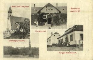 1922 Ivánc, Római katolikus templom, Főerdész lak, Gróf Sigray kastély, Hangya Szövetkezet üzlete. Kiadja a Kálmán fényirda (gyűrődés / crease)
