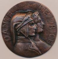 DN Dante - Beatrice bronzozott fém plakett (66,5mm) T:2 kopott bronzozás ND Dante - Beatrice bronze plated metal plaque (66,5mm) C:XF worn bronze plating