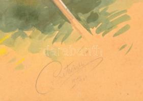 Olvashatatlan jelzéssel: Ifjú katona. Litográfia-akvarell, papír, üvegezett keretben, 22×14 cm