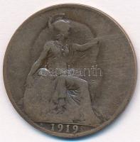 Nagy-Britannia 1919. 1p Br "V. György" hibás veret, a fej a másik oldalon is látszik T:3 G...