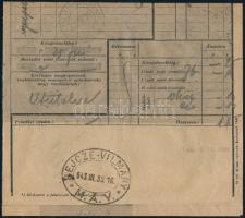 1943 Szállítólevél ovális HEJCZE-VILMÁNY M.Á.V. bélyegzéssel