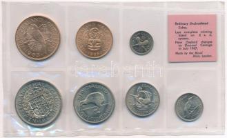 Új-Zéland 1965. 1/2p-1/2C (7xklf) forgalmi sor fóliatokban T:1 New Zealand 1965. 1/2 Penny - 1/2 Crown (7xdiff) coin set in foil packaging C:UNC