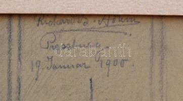 Olvashatatlan jelzéssel: Társasági élet 1905. Ceruza, papír, 22×34 cm