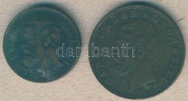 Románia 1879. 2Bani + 1884. 5Bani T:3/4