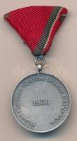 1958. Belügyminisztérium Tűzoltóság Országos Parancsnokság / 15 éves önkéntes tűzoltói szolgálatért ezüstözött kitüntetés mellszalagon (35,5mm) T:1-