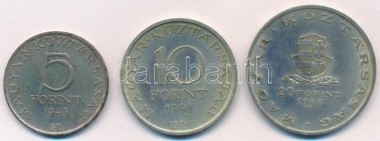1948. 5Ft Ag "Petőfi" + 10Ft Ag "Széchenyi" + 20Ft Ag "Táncsics" - &qu...