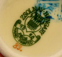 Zsolnay pillangómintás mini kaspó, kézzel festett, jelzett, hibátlan, m: 7 cm, d: 6 cm