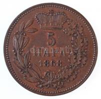 Szerbia 1868. 5p Br "III. Obrenovics Mihály" T:1-
Serbia 1868. 5 Para Br "Obrenovich...