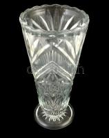 Üveg váza, öntési hibával, m: 24,5 cm